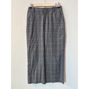 Peruvian Connection Wool Blend Plaid‎ Wide Leg Cropped Career Pants Size US 4